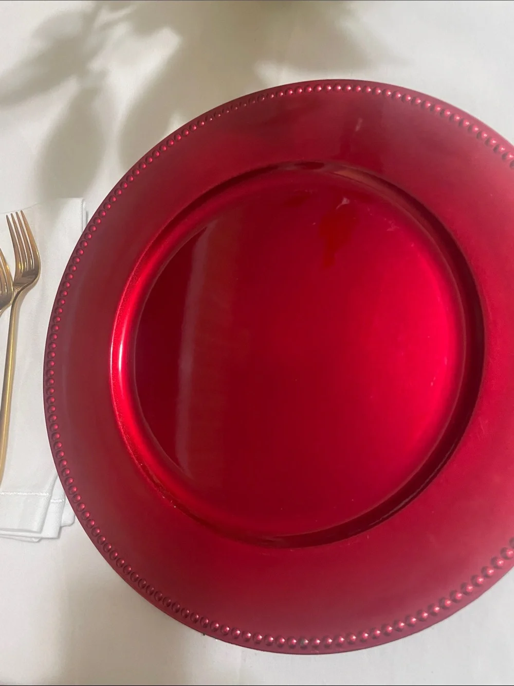 Red Beaded Charger Plate - 8